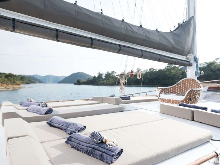 SERENAD A Custom Build 75 Gulet - sun beds under the sail SERENAD A Custom Build 75 Gulet - sun beds under the sail