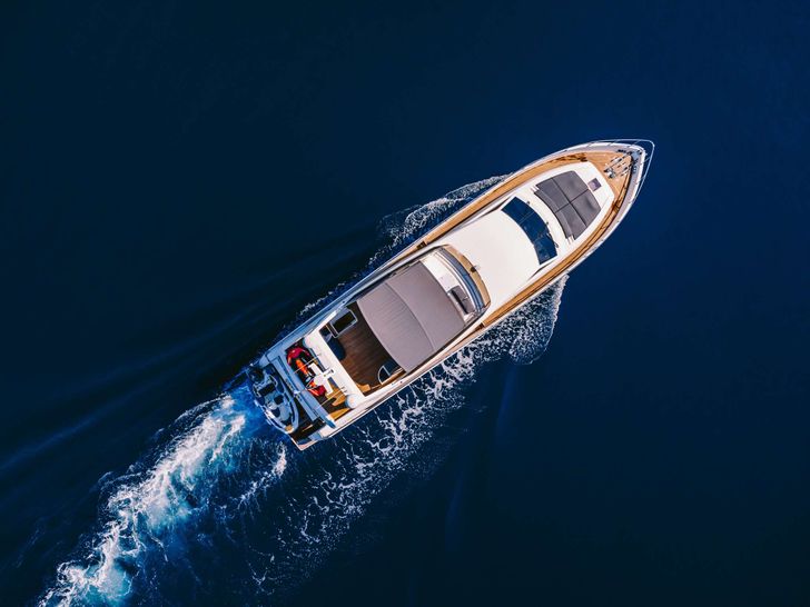 OXYGEN 8 Ferretti 80 - aerial shot cruising OXYGEN 8 Ferretti 80 - aerial shot cruising