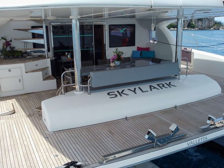 SKYLARK Sunreef 70 Power - aft deck dining area SKYLARK Sunreef 70 Power - aft deck dining area