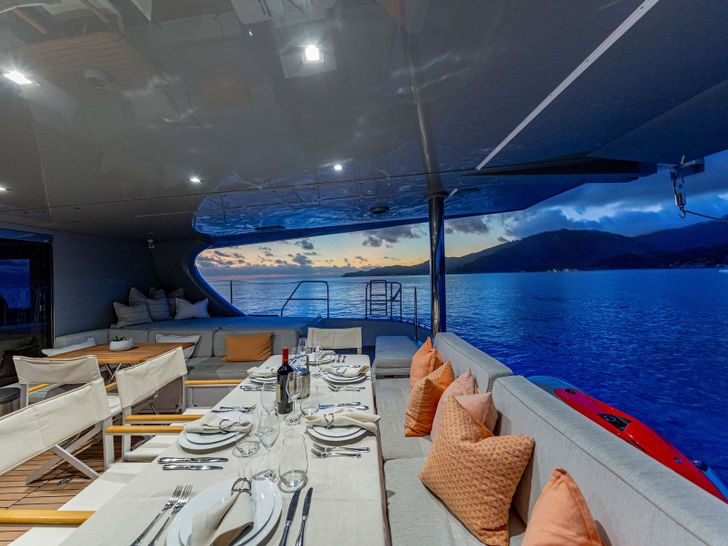 ADEA Sunreef 60 Luxury Catamaran Aft Dining ADEA Sunreef 60 Luxury Catamaran Aft Dining