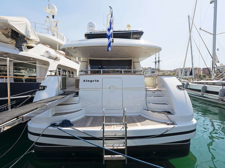 ALEGRIA Sanlorenzo 82 - aft shot docked ALEGRIA Sanlorenzo 82 - aft shot docked