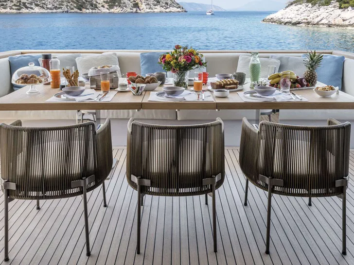 FATSA Sanlorenzo SD96 - main aft deck alfresco dining area FATSA Sanlorenzo SD96 - main aft deck alfresco dining area