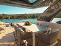 DAMARI Ferretti 960 - flybridge dining area DAMARI Ferretti 960 - flybridge dining area