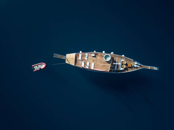 TREBENNA Custom Sailing Yacht 23m - top aerial shot TREBENNA Custom Sailing Yacht 23m - top aerial shot