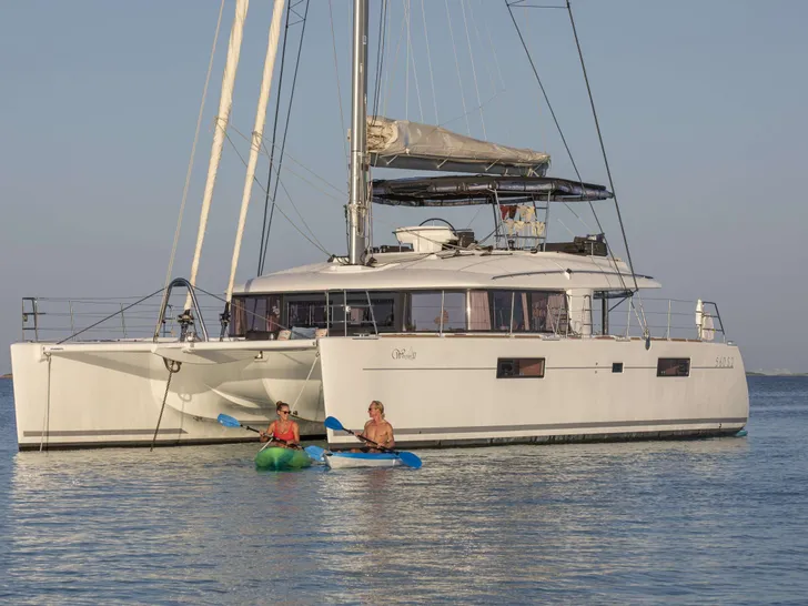 WHISPERS II Lagoon 560 - anchored while kayaking WHISPERS II Lagoon 560 - anchored while kayaking