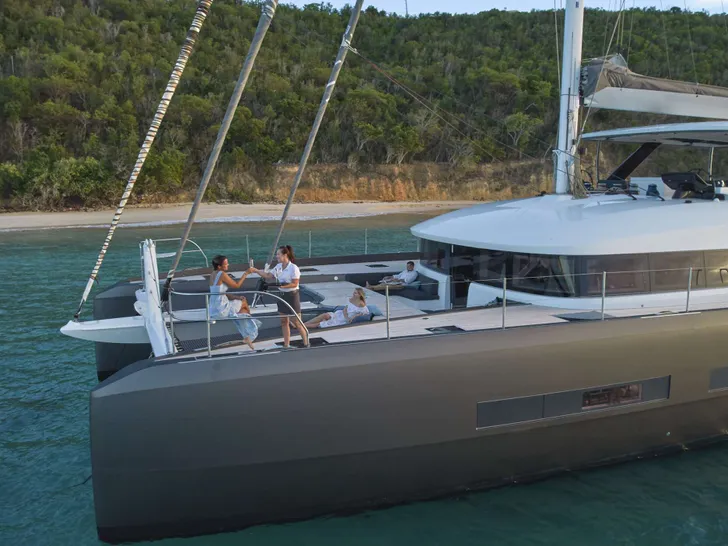 LA GATTA Lagoon Seventy 7 - bow view LA GATTA Lagoon Seventy 7 - bow view