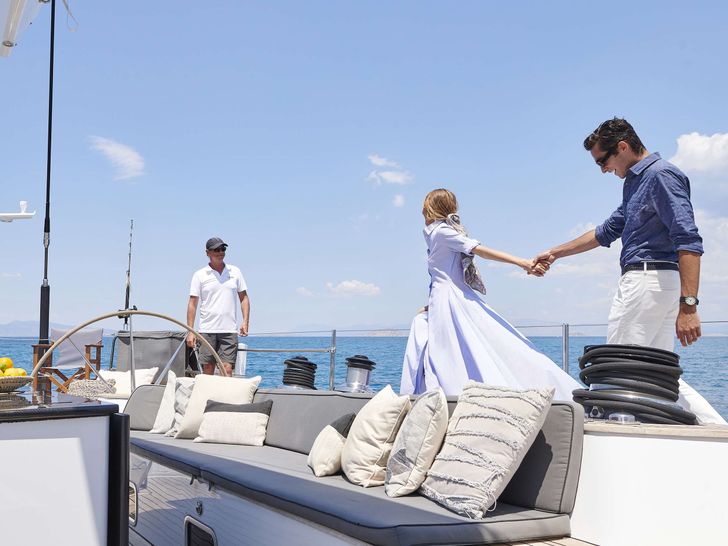 AIZU Trehard 99 - guests enjoying on the upper deck AIZU Trehard 99 - guests enjoying on the upper deck