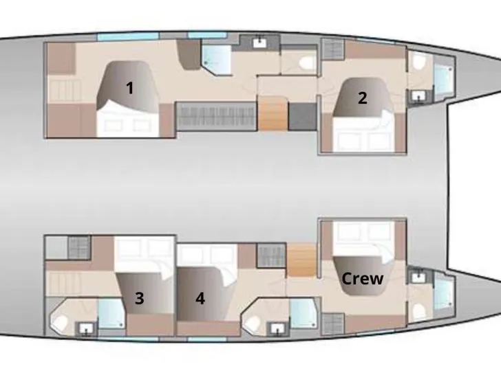 TEDAVI - Fountain Pajot Aura 51 - Yacht layout TEDAVI - Fountain Pajot Aura 51 - Yacht layout
