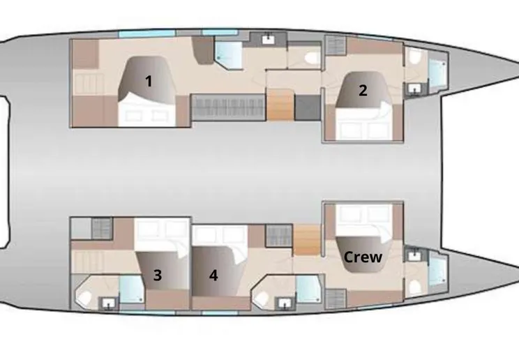Layout for TEDAVI - Fountain Pajot Aura 51 - Yacht layout