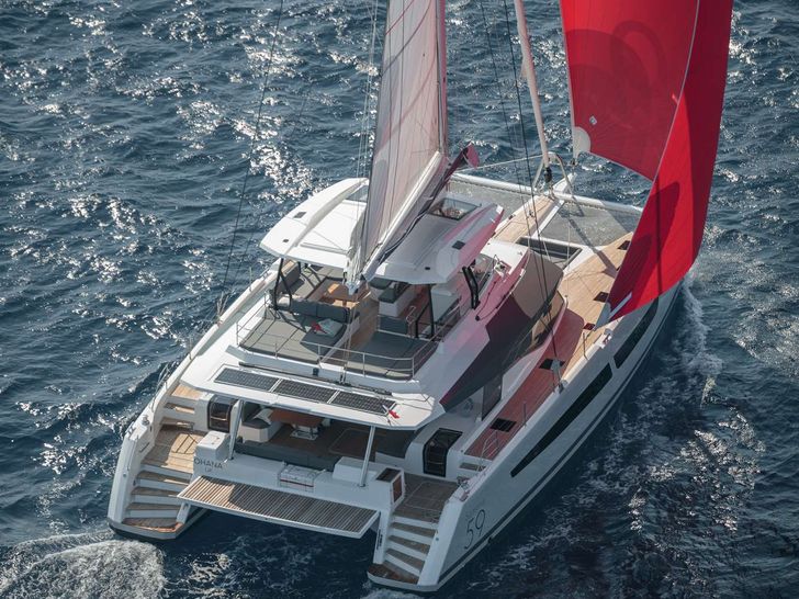 PERFECT LANDING Fountaine Pajot Samana 59 - Cruising Aft View PERFECT LANDING Fountaine Pajot Samana 59 - Cruising Aft View