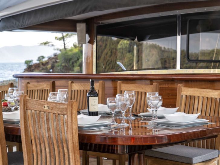 CAUSTIC 40m Custom Gulet Dining Area 2 CAUSTIC 40m Custom Gulet Dining Area 2