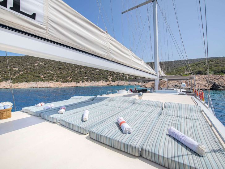 THE WALL 40m Custom Gulet Sunbathing Area THE WALL 40m Custom Gulet Sunbathing Area