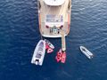 QUEEN OF MAKRI Custom Sailing Yacht 40m - aft aerial shot QUEEN OF MAKRI Custom Sailing Yacht 40m - aft aerial shot