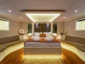 QUEEN OF MAKRI Custom Sailing Yacht 40m - master cabin bed and seating QUEEN OF MAKRI Custom Sailing Yacht 40m - master cabin bed and seating
