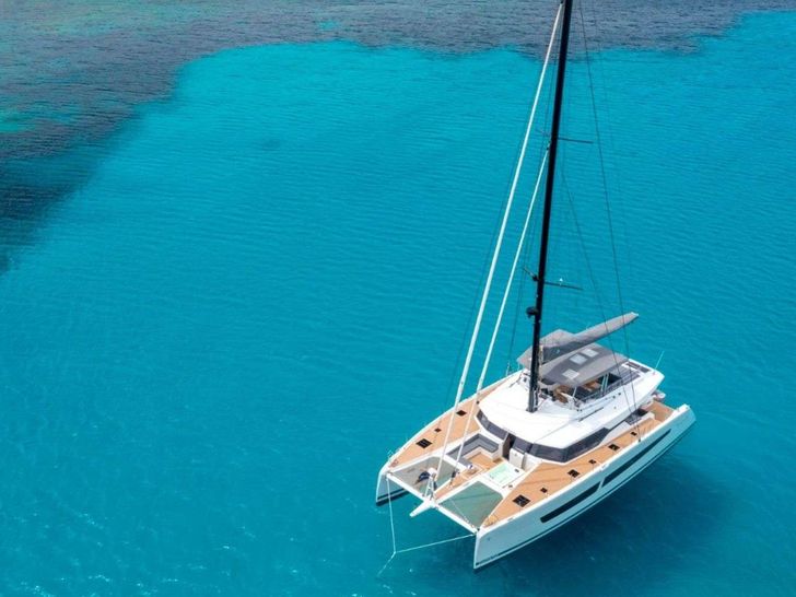 SEMPER FIDELIS Fountaine Pajot Alegria 67 - aerial shot with waterline SEMPER FIDELIS Fountaine Pajot Alegria 67 - aerial shot with waterline