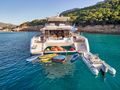 ALENA Fountaine Pajot Power 67 - aft shot with the water toys ALENA Fountaine Pajot Power 67 - aft shot with the water toys