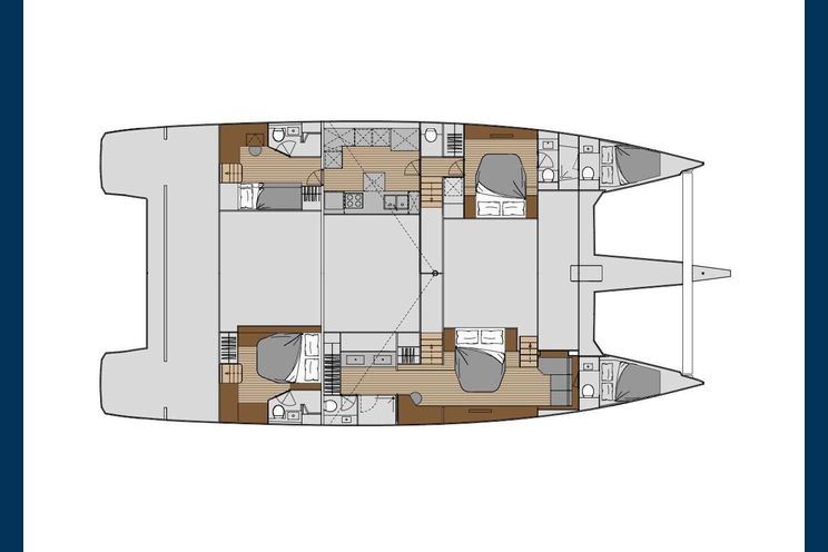 Layout for PIXIE Fountaine Pajot Alegria 67 catamaran yacht layout