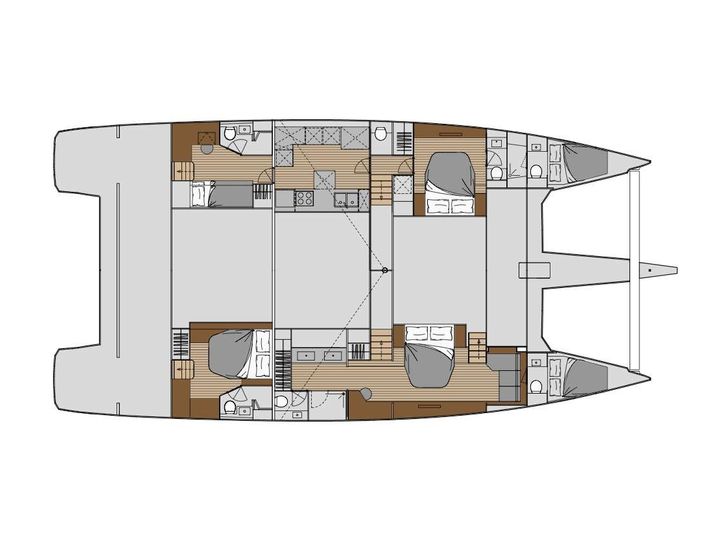 PIXIE Fountaine Pajot Alegria 67 catamaran yacht layout