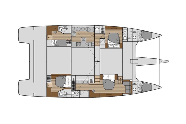 Layout for PIXIE Fountaine Pajot Alegria 67 catamaran yacht layout