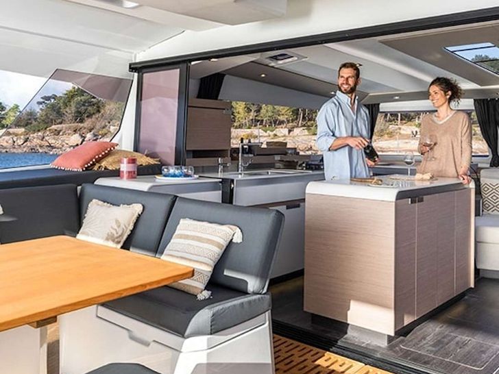 BEYOND Fountaine Pajot Aura 51 - galley and dining area BEYOND Fountaine Pajot Aura 51 - galley and dining area