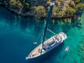 LONG ISLAND Fethiye Shipyard 39m - aerial shot anchored LONG ISLAND Fethiye Shipyard 39m - aerial shot anchored
