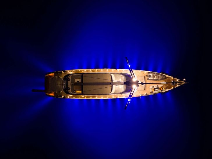 LONG ISLAND Fethiye Shipyard 39m - aerial shot at night LONG ISLAND Fethiye Shipyard 39m - aerial shot at night