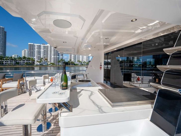 SANTOSH Majesty Yachts Gulf Craft 108 Sky Deck Bar