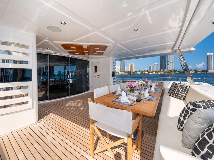 SANTOSH Majesty Yachts Gulf Craft 108 Main Deck Aft SANTOSH Majesty Yachts Gulf Craft 108 Main Deck Aft