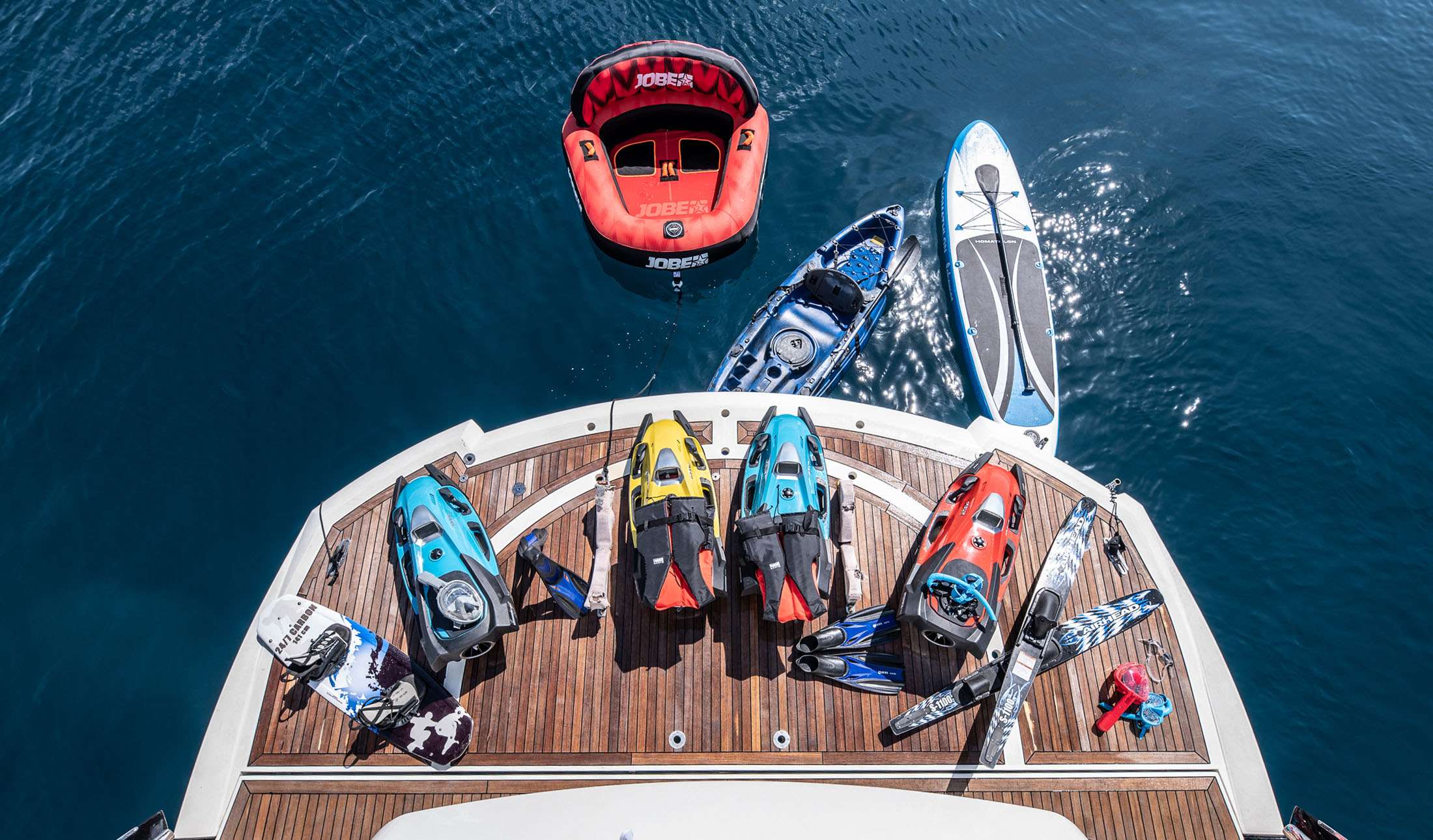 BLADE 6 Sunseeker Predator 92 - top aft shot with the water toys