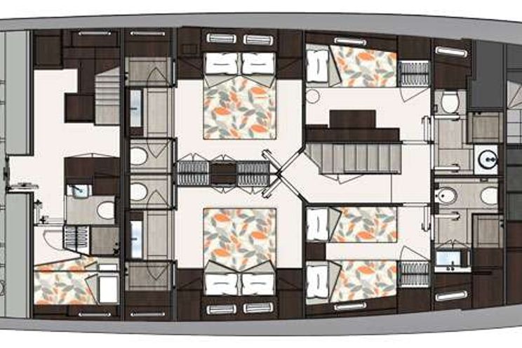 Layout for LUAR - San Lorenzo SX88, yacht layout lower deck