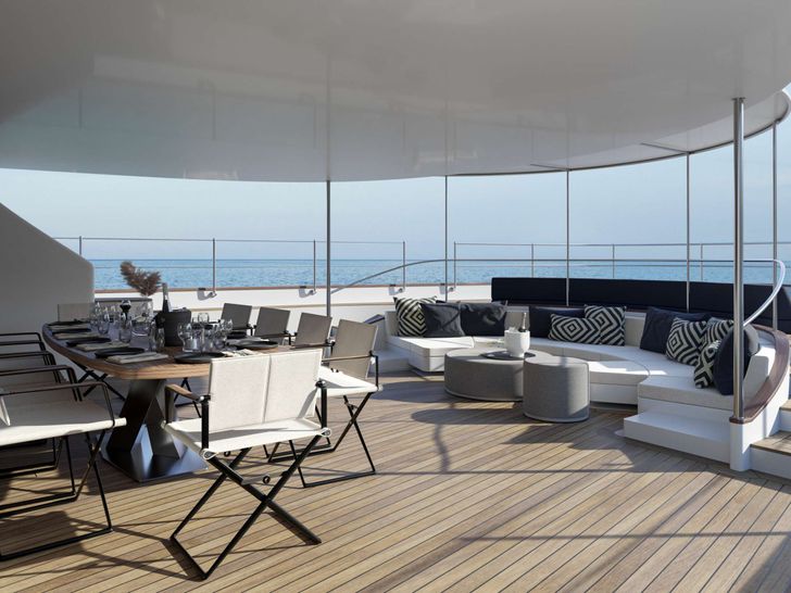 ALMYRA II - Perini Navi 164,aft lounge and alfresco dining area ALMYRA II - Perini Navi 164,aft lounge and alfresco dining area