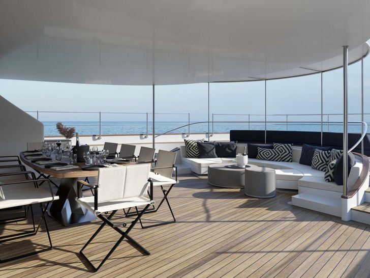 ALMYRA II - Perini Navi 164,aft lounge and alfresco dining area