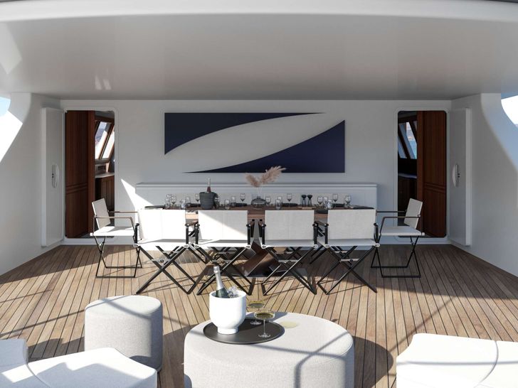 ALMYRA II - Perini Navi 164,aft alfresco dining area ALMYRA II - Perini Navi 164,aft alfresco dining area