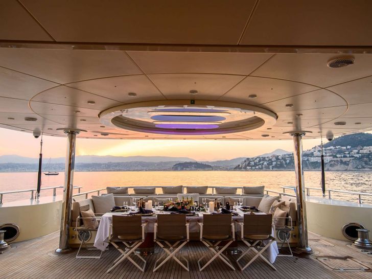 ARESTEAS 51m Custom Gulet Al fresco Dining area ARESTEAS 51m Custom Gulet Al fresco Dining area