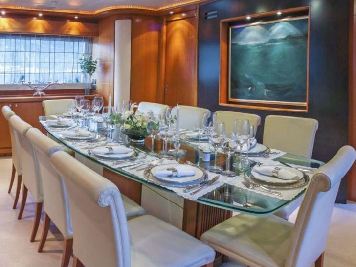 ARIELA 40m CRN Ancona Motor Yacht Dining Area ARIELA 40m CRN Ancona Motor Yacht Dining Area