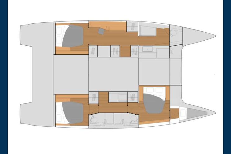 Layout for JIOIA 3 - Fountaine Pajot 47, catamaran yacht layout