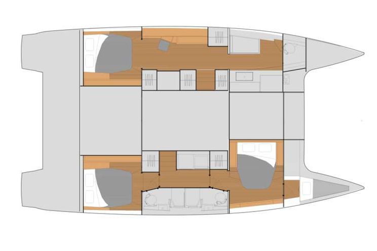 Layout for JIOIA 3 - Fountaine Pajot 47, catamaran yacht layout
