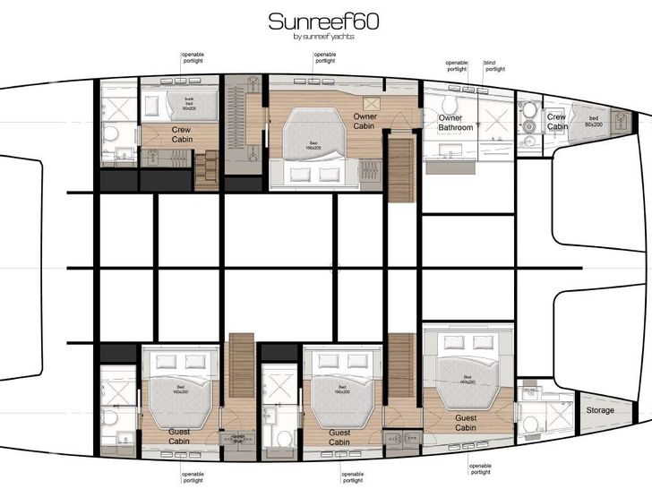 Yacht layoYLIME Sunreef 60 Crewed Catamaran Layoutut