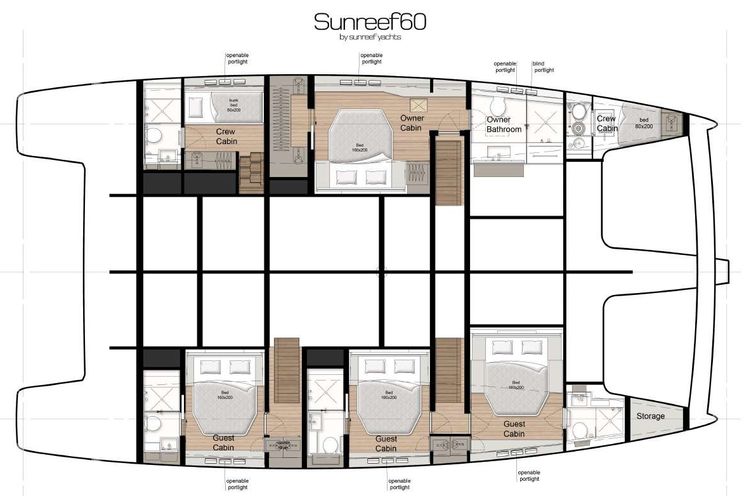 Layout for Yacht layoYLIME Sunreef 60 Crewed Catamaran Layoutut