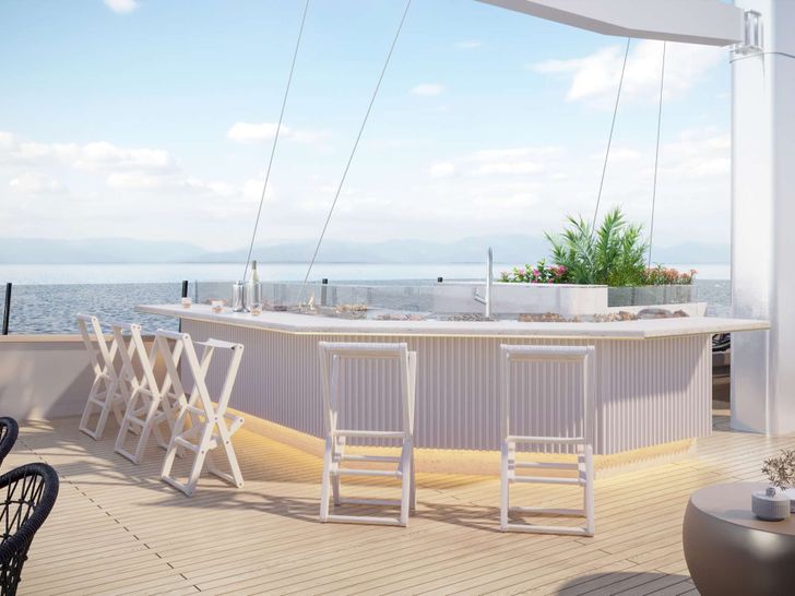 SCORPIOS Custom Build 52m Crewed Motor Sailer Flybridge Bar SCORPIOS Custom Build 52m Crewed Motor Sailer Flybridge Bar