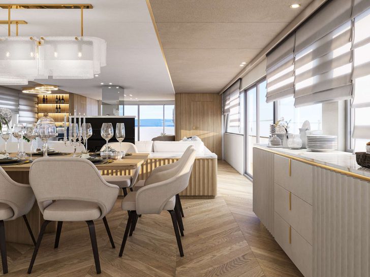 SCORPIOS Custom Build 52m Crewed Motor Sailer Dining 2 SCORPIOS Custom Build 52m Crewed Motor Sailer Dining 2