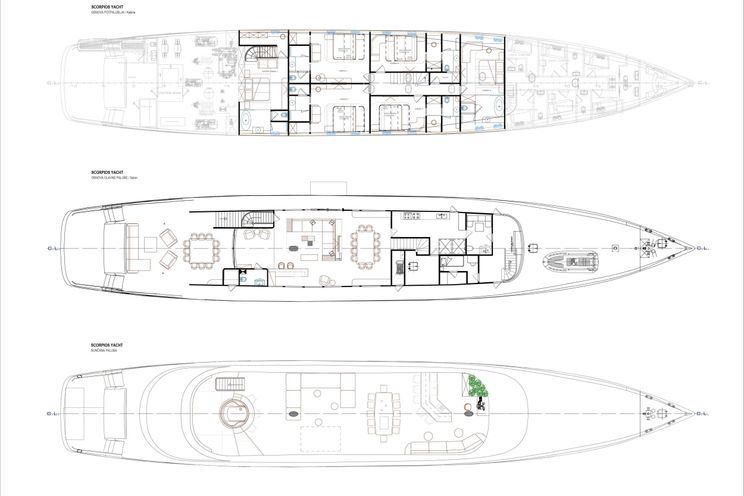 Layout for SCORPIOS Custom Build 52m Crewed Motor Sailer Layout