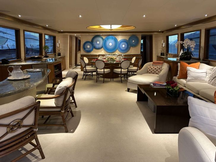 ISLAND GIRL Westport 112 Crewed Motor Yacht Salon Dining ISLAND GIRL Westport 112 Crewed Motor Yacht Salon Dining