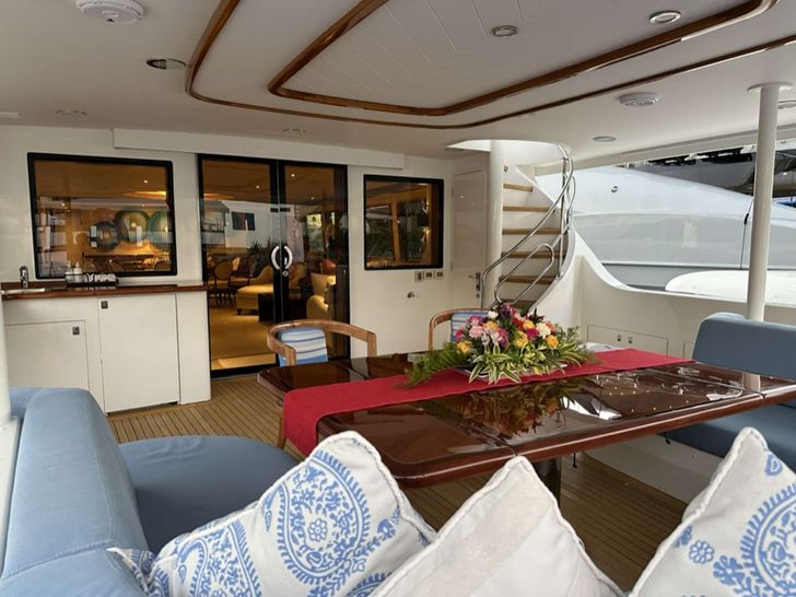 ISLAND GIRL Westport 112 Crewed Motor Yacht Aft Deck ISLAND GIRL Westport 112 Crewed Motor Yacht Aft Deck