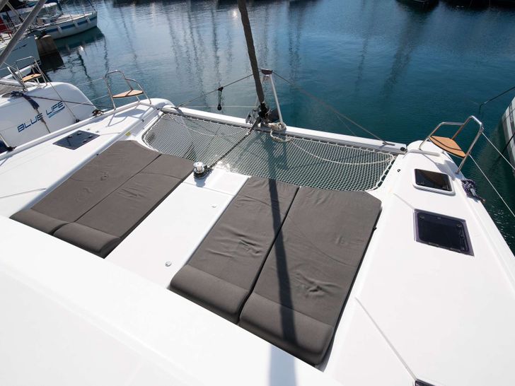 ORFEAS Dufour 48 - foredeck sun beds and net trampolines ORFEAS Dufour 48 - foredeck sun beds and net trampolines