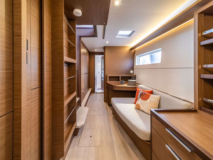 LINO Lagoon 46 - master cabin walkway LINO Lagoon 46 - master cabin walkway