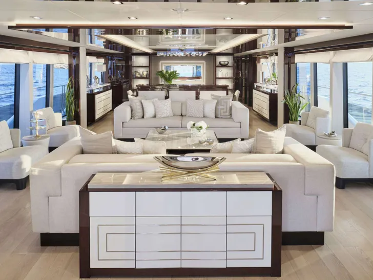 AQUA LIBRA Sunseeker 131 - main saloon lounge other view AQUA LIBRA Sunseeker 131 - main saloon lounge other view