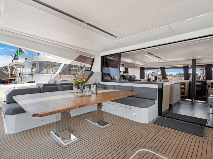 TRU NORTH Fountaine Pajot Alegria 67 Crewed Catamaran Dining TRU NORTH Fountaine Pajot Alegria 67 Crewed Catamaran Dining