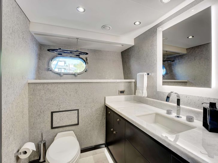 REAL SUMMERTIME Sovereign 120 Crewed Motor Yacht VIP Bathroom REAL SUMMERTIME Sovereign 120 Crewed Motor Yacht VIP Bathroom
