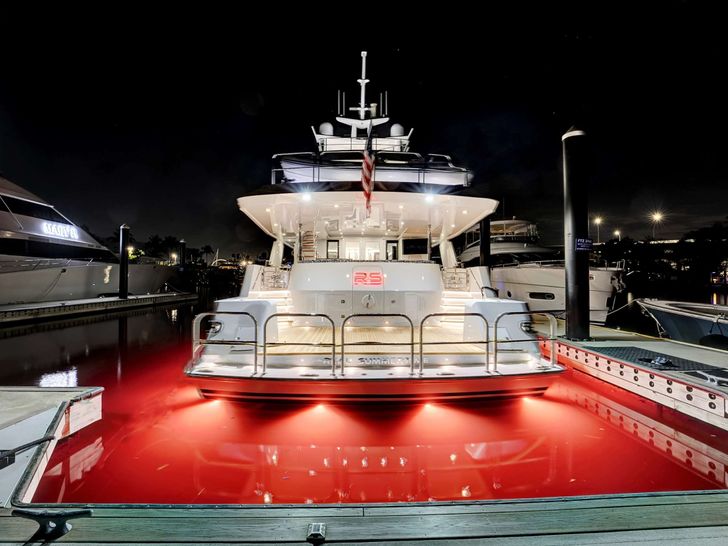 REAL SUMMERTIME Sovereign 120 Crewed Motor Yacht Night Lights